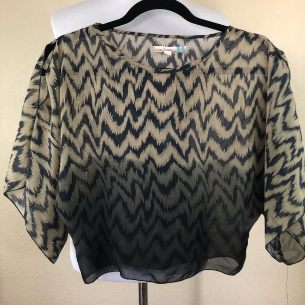 Vintage Havana Sheer Chevron Cropped Top